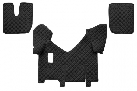 Covorase podea camion - Set covorase podea camion potrivit Iveco versiune cu frigider, ECO-LEATHER, set 4 bucati (material - eco-piele, culoare - negru, pentru transmisie manuala) 