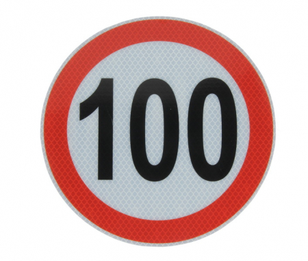Autocolant de avertizare - Sticker autocolant avertizare limita viteza 100km/h 1 buc, reflectorizanta diametru 20cm
