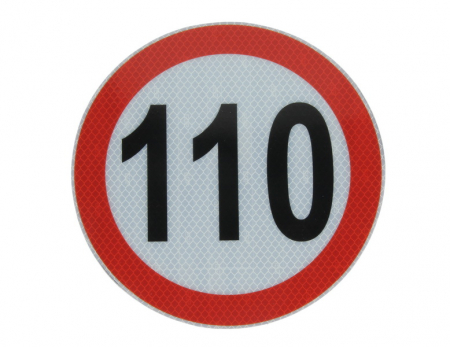 Autocolant de avertizare - Sticker autocolant avertizare limita viteza 110km/h 1 buc, reflectorizanta diametru 20cm
