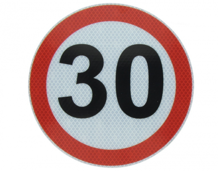 Autocolant de avertizare - Sticker autocolant avertizare limita viteza 30km/h 1 buc, reflectorizanta diametru 20cm