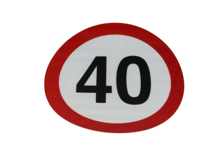 Autocolant de avertizare - Sticker autocolant avertizare limita viteza 40km/h 1 buc, reflectorizanta diametru 20cm
