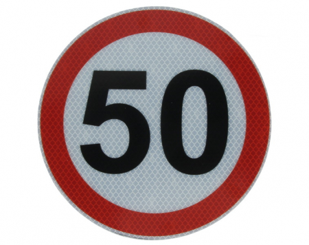 Autocolant de avertizare - Sticker autocolant avertizare limita viteza 50km/h 1 buc, reflectorizanta diametru 20cm