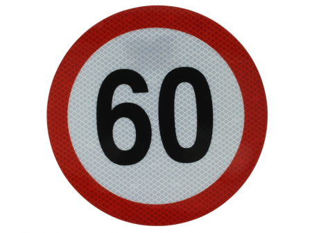 Autocolant de avertizare - Sticker autocolant avertizare limita viteza 60km/h 1 buc, reflectorizanta diametru 20cm