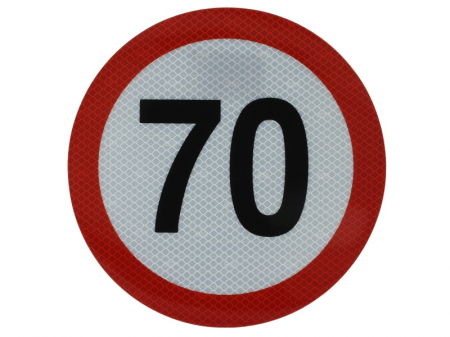 Autocolant de avertizare - Sticker autocolant avertizare limita viteza 70km/h 1 buc, reflectorizanta diametru 20cm