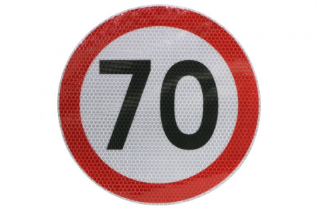 Sticker autocolant avertizare limita viteza 70km/h 1 buc, reflectorizanta diametru 20cm [1]