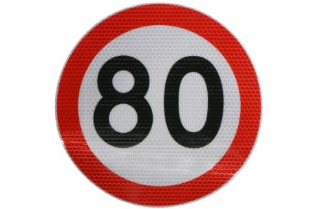 Sticker autocolant avertizare limita viteza 80km/h 1 buc, reflectorizanta diametru 20cm [1]