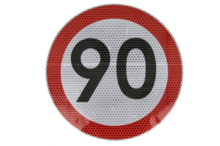 Sticker autocolant avertizare limita viteza 90km/h 1 buc, reflectorizanta diametru 20cm [1]