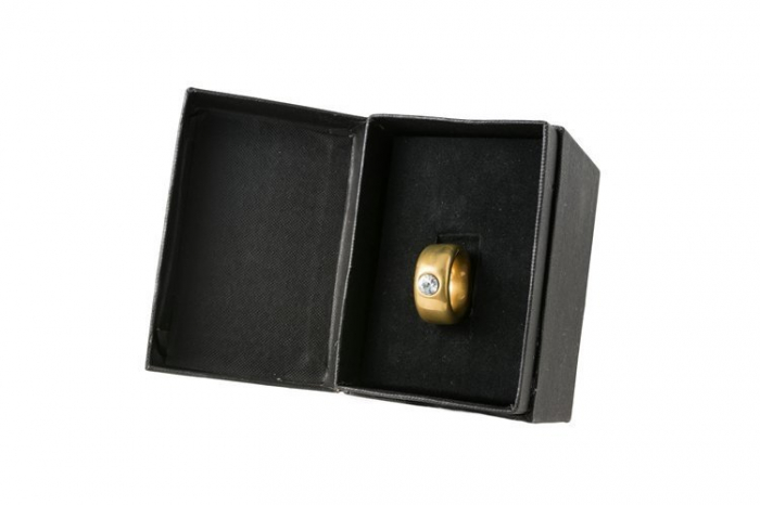 Cana neagra cu inel suflat cu aur de 2 karate si cristal, 270 ml [4]