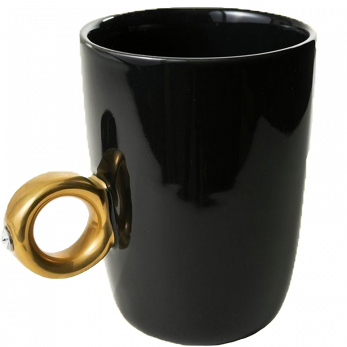 Cana neagra cu inel suflat cu aur de 2 karate si cristal, 270 ml [1]