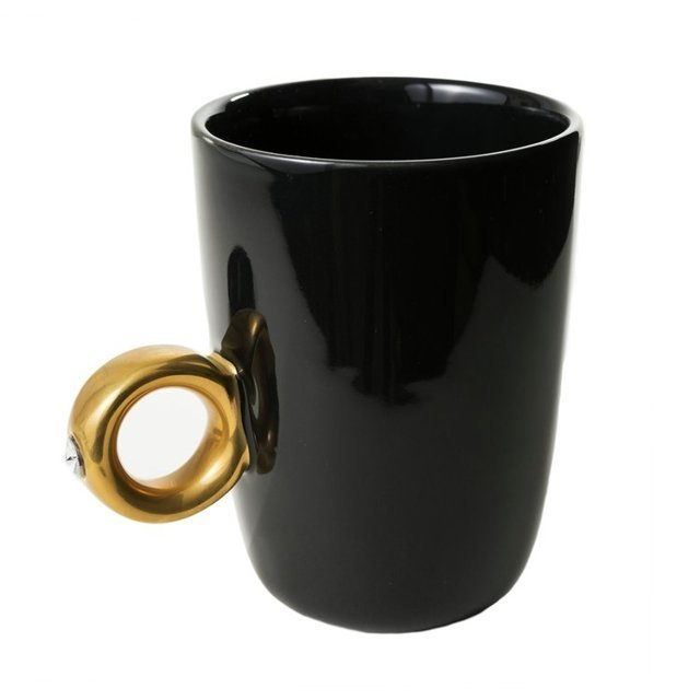 Cana neagra cu inel suflat cu aur de 2 karate si cristal, 270 ml [10]