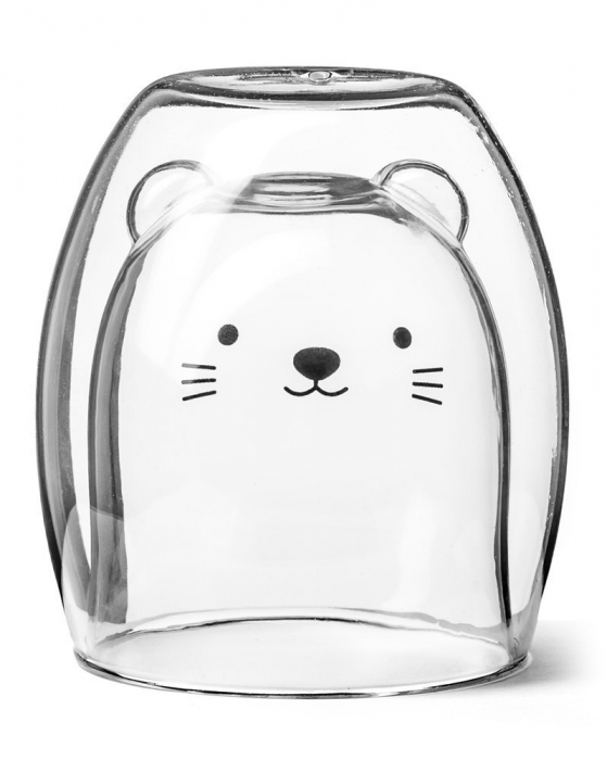 Cana, interior in forma de Pisica, din sticla borosilicata cu pereti dubli, termorezistente, transparente, 260 m [1]