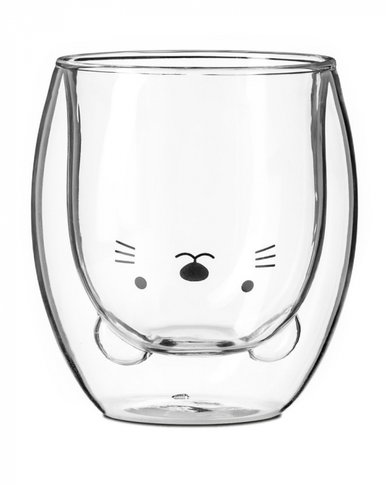 Cana, interior in forma de Pisica, din sticla borosilicata cu pereti dubli, termorezistente, transparente, 260 m [5]