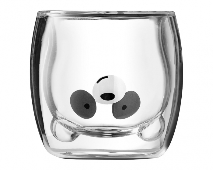 Cana, interior in forma de Ursulet Panda, din sticla borosilicata cu pereti dubli, termorezistente, transparente, 260 ml [1]