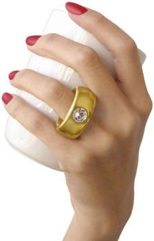 Cana alba cu inel suflat cu aur de 2 karate si cristal, 270 ml [6]