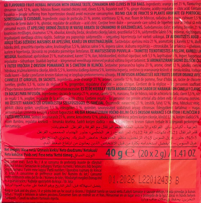 Ceai Infuzie de Portocale cu Scortisoara si Cuisoare Piramide LOYD, 20x2g [2]