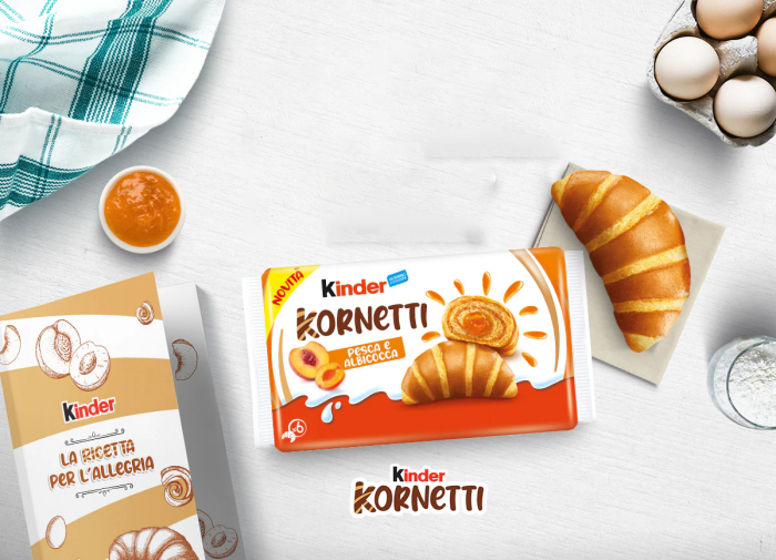 Croissant cu gem de piersici si caise, Kinder Kornetti, 6 x 42 g [2]