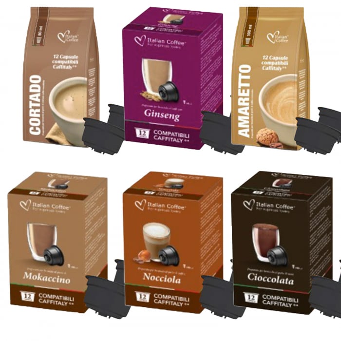 Kit degustare cafea cu arome, 72 capsule compatibile Caffitaly, Tchibo Cafissimo, Beanz, Italian Coffee [1]