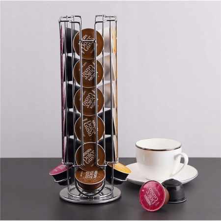 Suport pentru capsule Nescafe Dolce Gusto rotativ, 24 de capsule, Inox, Argintiu [4]