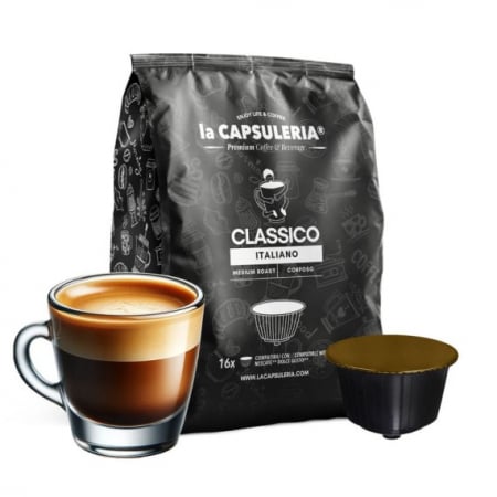 Cafea - Cafea Classico Italiano, 16 capsule compatibile Nescafe Dolce Gusto, La Capsuleria