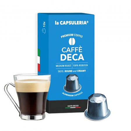 Nespresso®* - Cafea Deca, 10 capsule de aluminiu compatibile Nespresso, La Capsuleria