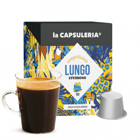 Cafea Lungo, 10 capsule biodegradabile compatibile Nespresso, La Capsuleria [0]