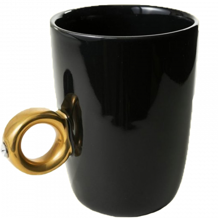Cana neagra cu inel suflat cu aur de 2 karate si cristal, 270 ml [0]