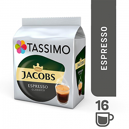 Compatibile cu: - Capsule cafea, Jacobs Tassimo Café Crema Intenso, 16 bauturi x 150 ml, 16 capsule | Capsuleria.ro