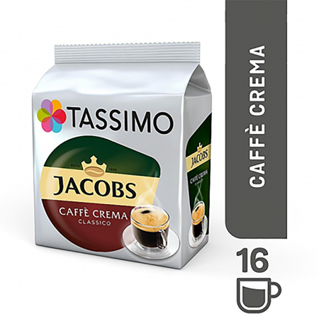 Compatibile cu: - Capsule cafea, Jacobs Tassimo Café Crema Intenso, 16 bauturi x 150 ml, 16 capsule | Capsuleria.ro