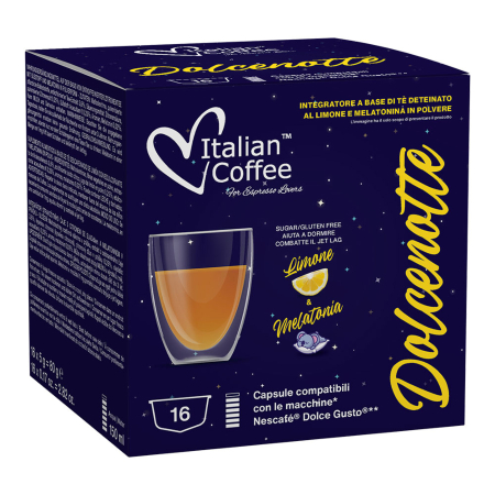 Ceaiuri - Capsule Ceai de Lamaie si Melatonina, Fara Teina, Dolce Notte compatibile cu Dolce Gusto - Italian Coffee
