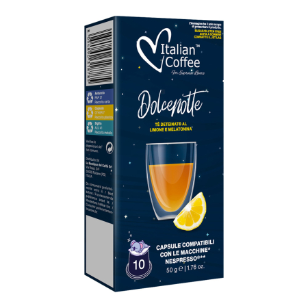 Ceaiuri - Capsule Ceai de Lamaie si Melatonina, Fara Teina, Dolce Notte compatibile cu Nespresso - Italian Coffee