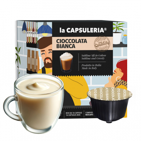 Cafea cu arome - Ciocolata Calda Alba, 16 capsule compatibile Dolce Gusto - Capsuleria