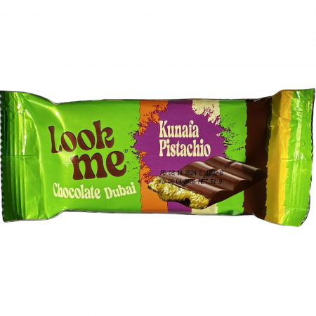 Cafea cu arome - Ciocolata Premium Look Me Ciocolata Dubai - Kunafa cu Fistic si kataif, 51 g