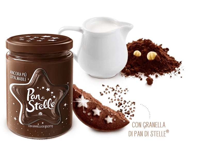 Crema tartinabila Pan di Stelle cu alune,cacao si bucati de biscuiti 380gr [2]