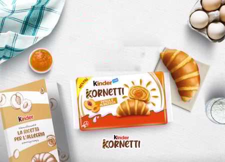 Croissant cu gem de piersici si caise, Kinder Kornetti, 6 x 42 g [1]