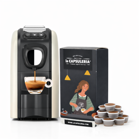 Capsuleria® - Espressor capsule La Capsuleria White, 19 bari, 1100 W, rezervor 1 l, Alb, 10 capsule cadou