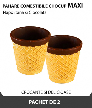 Pahare comestibile Chocup MAXI, Napolitana si Ciocolata, 2 BUC - Capsuleria [0]