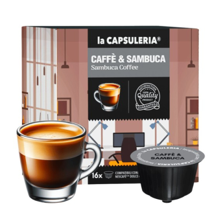 Cafea cu arome - Capsule Cafea Sambuca Coffee compatibile cu Dolce Gusto - La Capsuleria