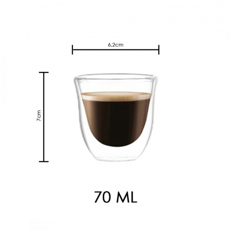 Set 2 cani espresso din sticla borosilicata cu pereti dubli, termorezistente, 70 ml, transparente, Modesto [3]