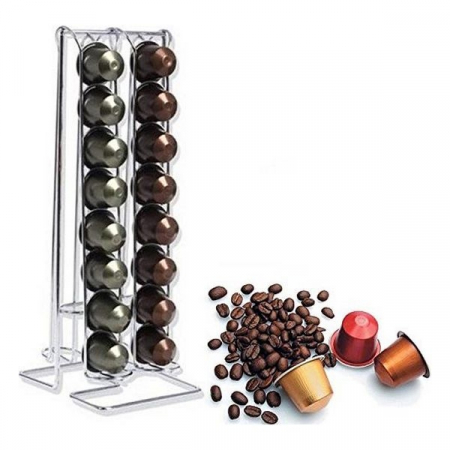 Suport pentru capsule Nespresso, 32 de capsule, Inox, Argintiu [1]