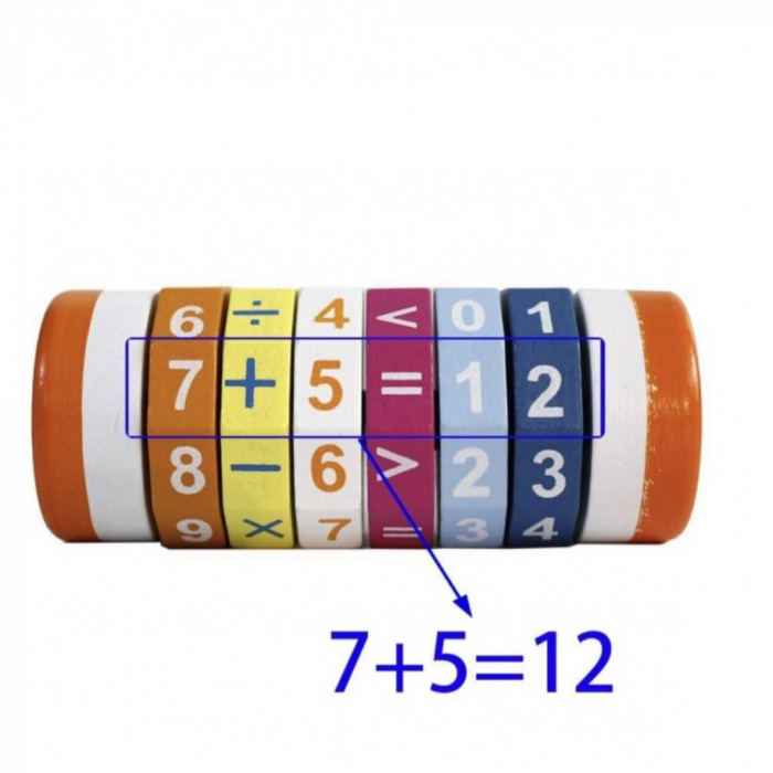 Cilindru din lemn pentru invatarea calculelor  matematice -Joc Rubic de socotit [3]