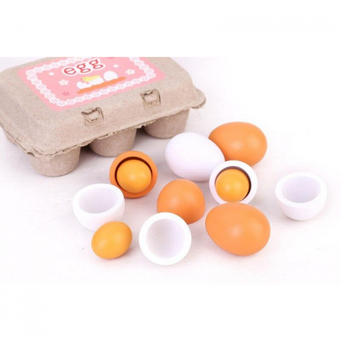 Set 6 oua din lemn in cofraj de carton  - Joc de tip Montessori [3]