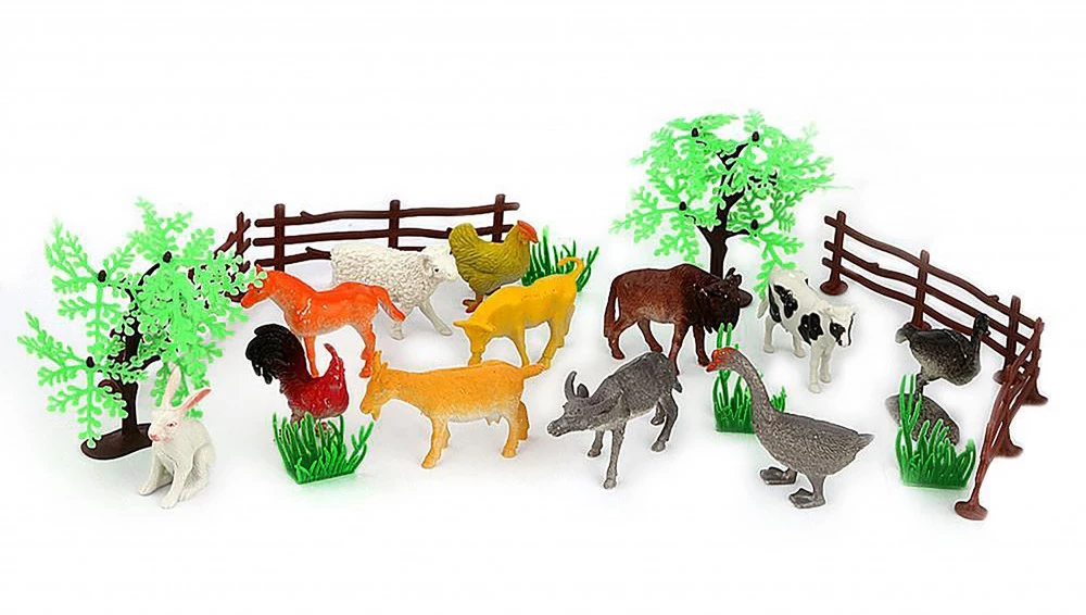 Set 10 figurine din cauciuc cu tarc si copaci -Animalele de la ferma [0]