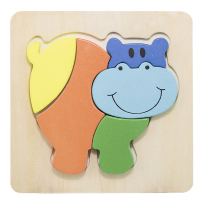 Hipopotam-Puzzle incastru din lemn Montessori [0]