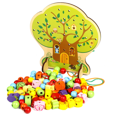 Copac Montessori Joc de snuruit cu fructe din lemn 102 piese [1]