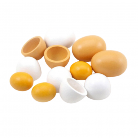 Set 6 oua din lemn in cofraj de carton  - Joc de tip Montessori [0]