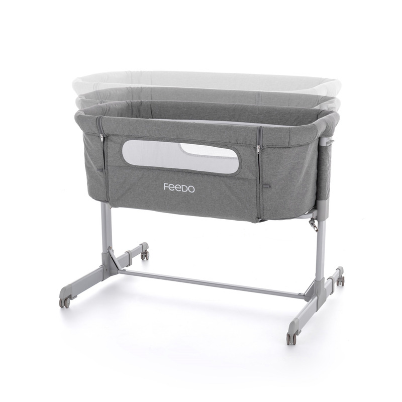 Feedo - Patut co-sleeper pliabil cu laterala detasabila, geanta si salteluta, roti [2]