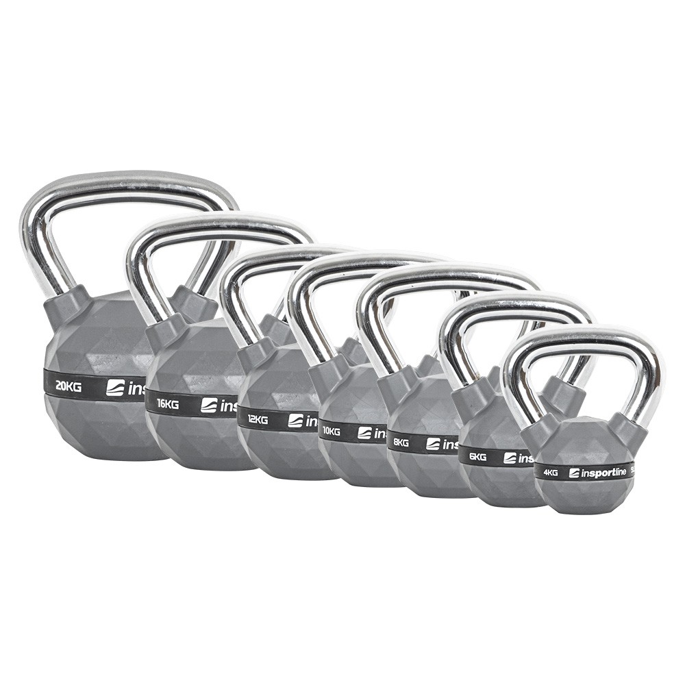 Set Gantere Kettlebell acoperit cauciuc inSPORTline PU 4 – 20 kg [1]