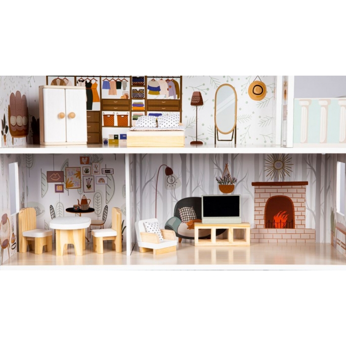 Casuta de papusi inalta din lemn cu mobilier, casuta lui Emma, Ecotoys 8301 [3]