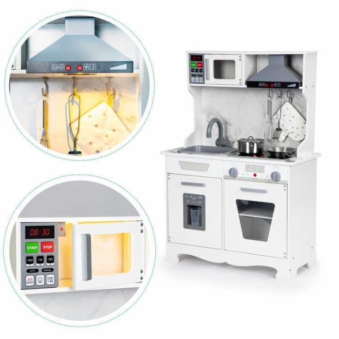 Bucatarie din lemn cu sunete, lumini si accesorii, Ecotoys TL10181 [8]