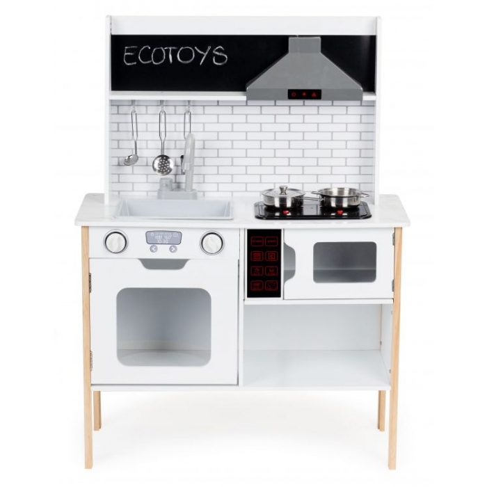 Bucatarii copii - Bucatarie din lemn cu sunete, accesorii si LED-uri Ecotoys PLK537